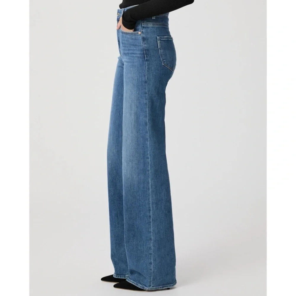 NWT Paige Sasha Wide-Leg Jeans Jewel Button Chance Distressed 28 - Picture 8 of 10